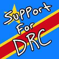 Wiggling letters over the flag for the democratic republic of congo with the words support for DRC